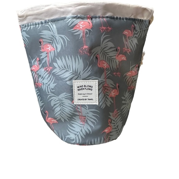 Pop Up Circular Gray and Pink Flamingo print Bag Set - Picture 8 of 8